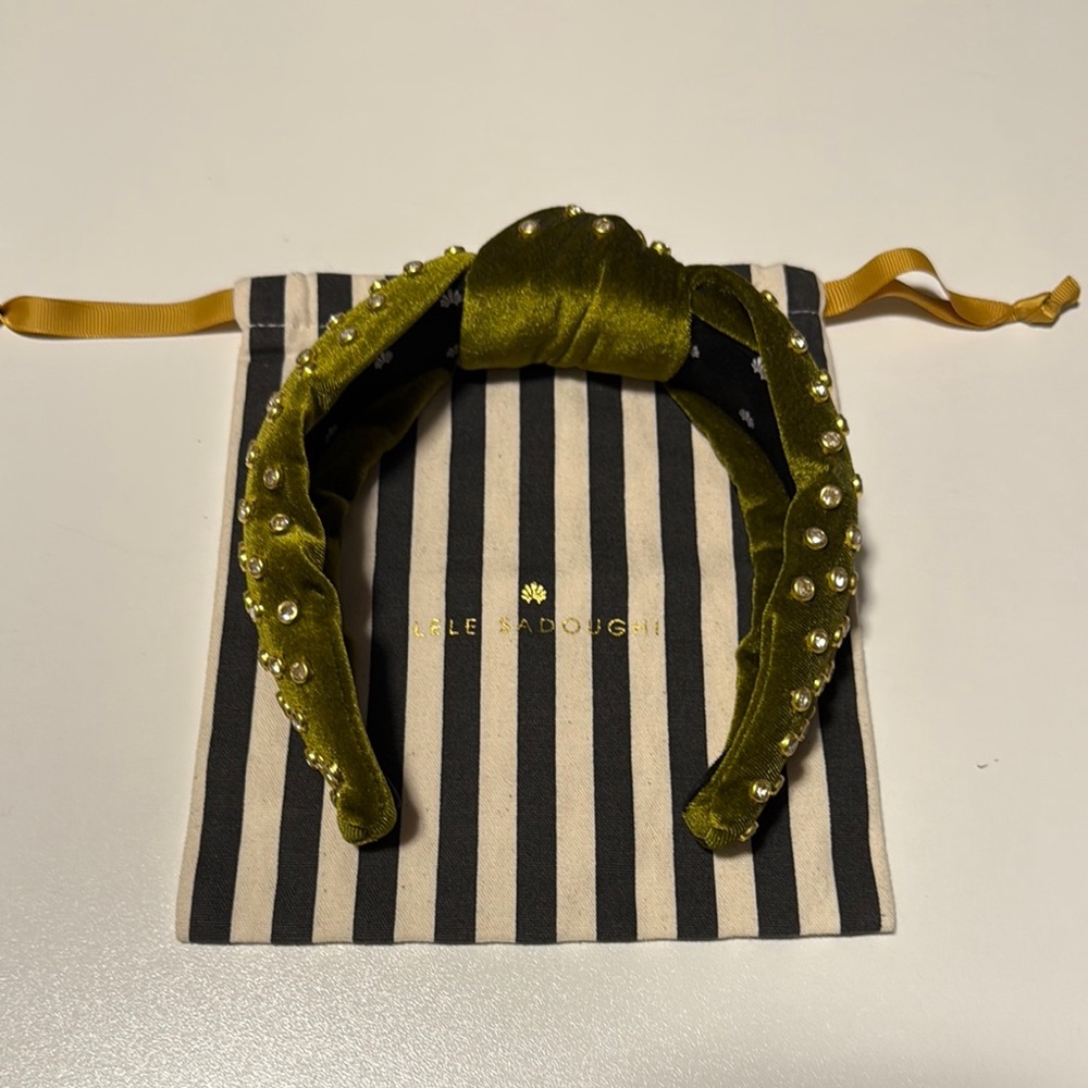 Lele Sadoughi Velvet Headband with Flat Crystals